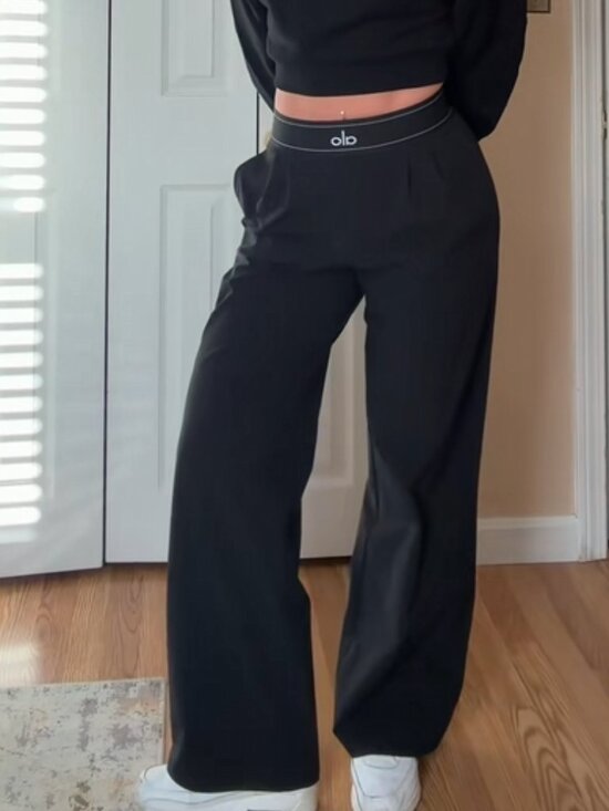 ALO Yoga Pants - NWT 🖤 Black Alo Yoga Wide Leg Suit Up Pants 😁 High Waisted  |  (30" Inseam)